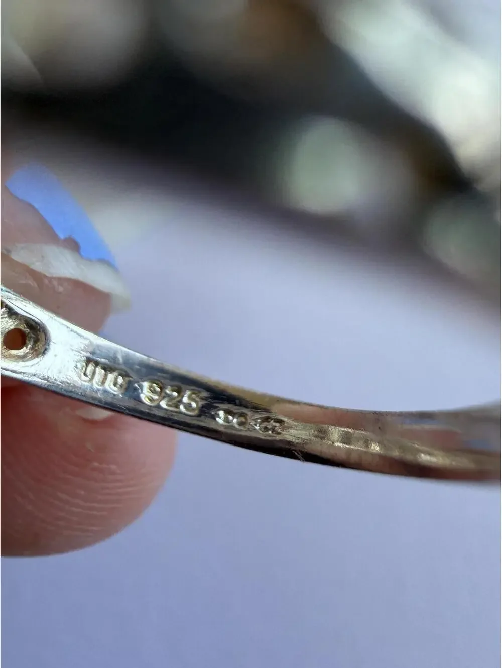 Silver Band Ring with Clear Stones Stamp UTC 925 Size 8.5